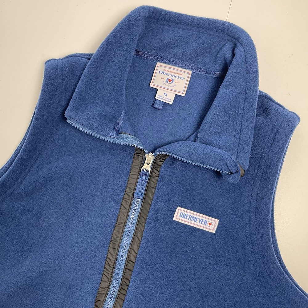 Obermeyer Medium Heritage Collection Vest Blue Soft Fleece Zip Up Sleeveless